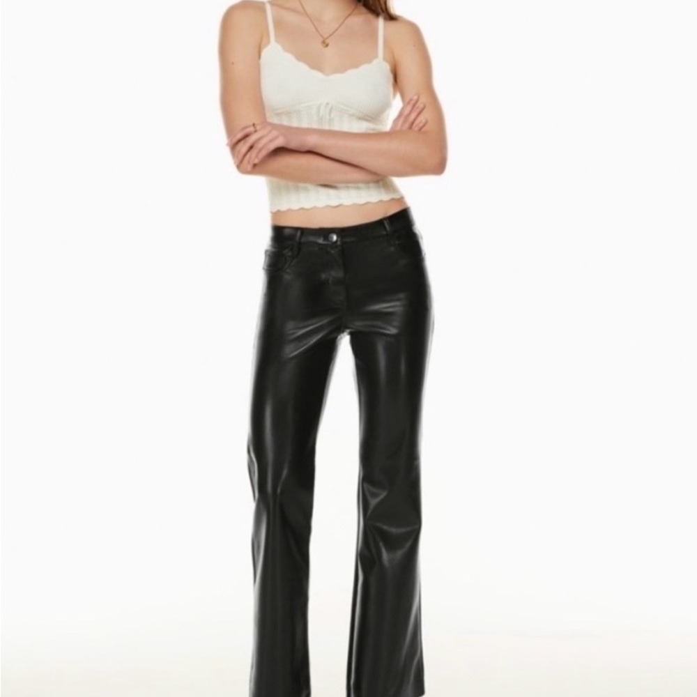 Wilfred Black Leather Flared Pants